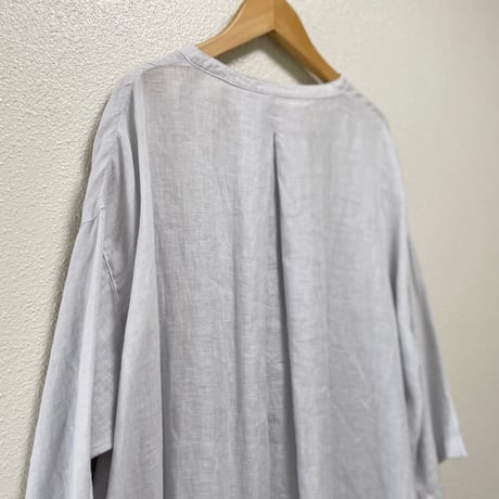 nest Robe リネンバンドカラースモックワンピース 【ブルーグレー】