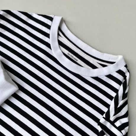 2024AW / Veritecoeur 天竺クルーネック  ボーダーロングスリーブTシャツ