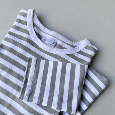 agnes b. FEMME 細ボーダー コットン 長袖 Tシャツ "Cool"