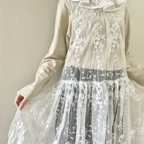 タグ付き未使用品 / 2025SS /  bulle de savon tulle 刺繍 tunic ブラウス
