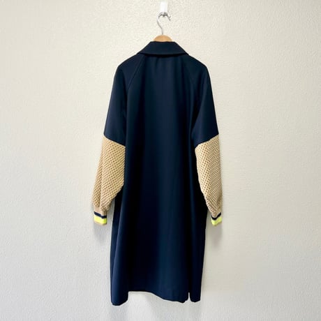 BLANC basque T/W強撚ツイル✕アラン編み異素材 MIXステンカラーコート 23AW