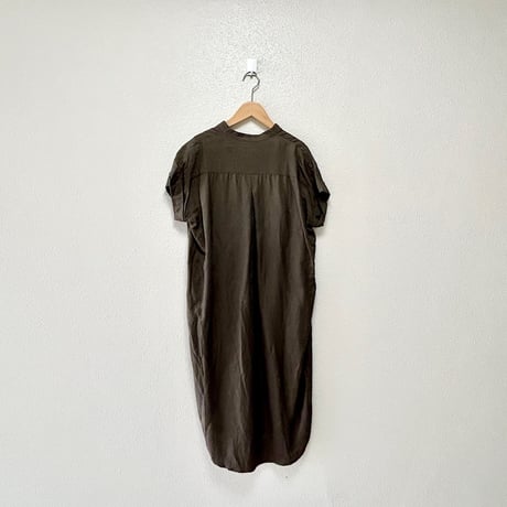 soeur7 フレンチスリーブリネンブレンドワンピース