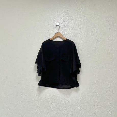 2024SS / 未使用品 NUS コットンドビーラッフルスリーブブルゾン【ブラック】