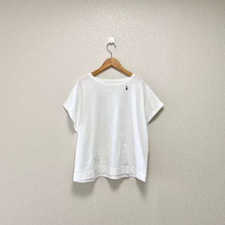 2025SS / grin オーガニックエーゲ海天竺 コーヒー刺繍ドルマンTシャツ（ホワイト）