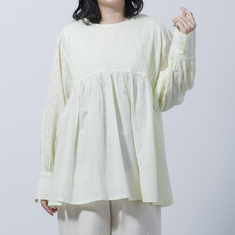 【3色展開】select ピンタック袖ジャガードブラウス