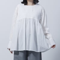 【3色展開】select ピンタック袖ジャガードブラウス