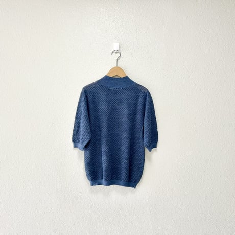 Malle chambre de charme ラミー/コットン 透かし編みハイネックサマーセーター