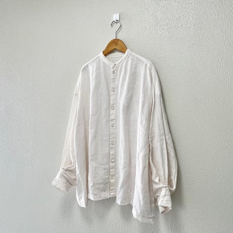 nest Robe リネンタックスリーブバンドカラーブラウス
