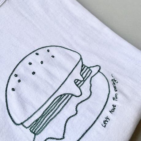 2024SS /  grin ベーシック天竺落書きハンバーガー刺繍T