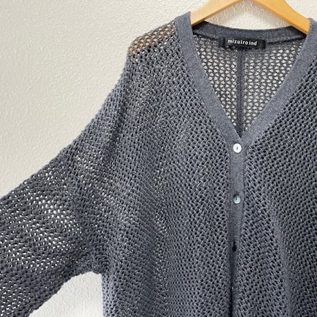 2024AW / mizuiro ind メッシュVネックカーディガン