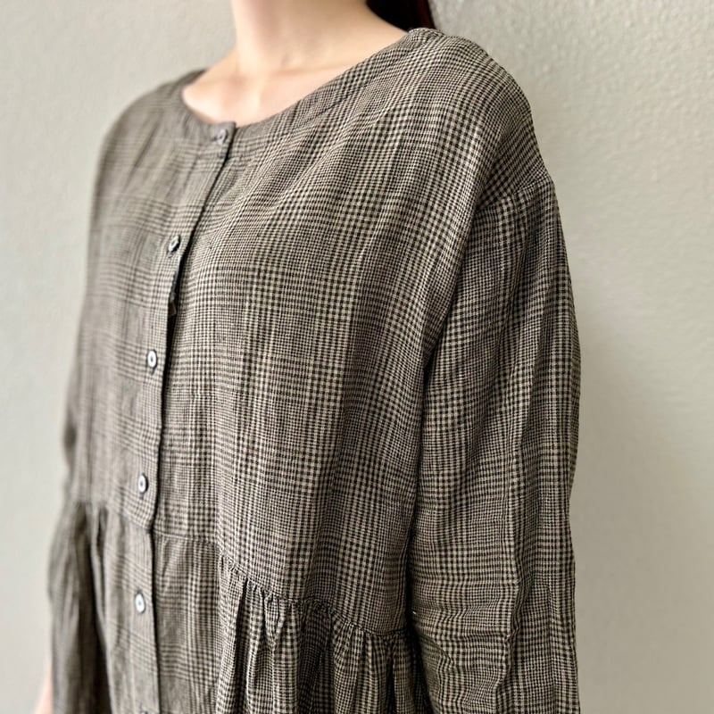 nest Robe リネンオールドクラシカルグレンチェックワンピース
