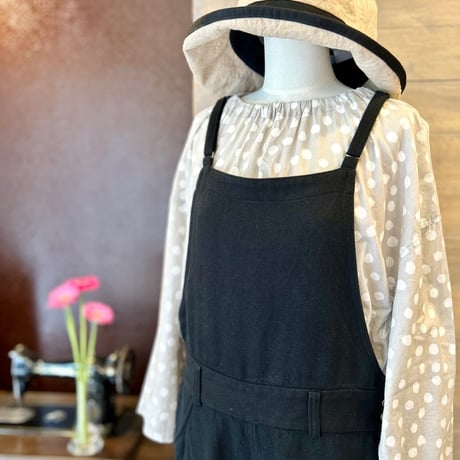 atelier naruse コットンフラックスウールサロペットパンツ