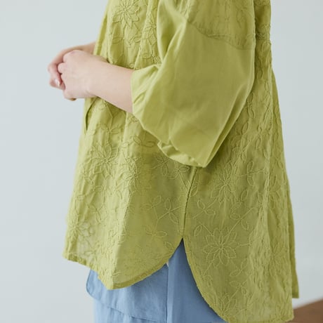 【3色展開】select シフリー刺繍 コットンボイルブラウス