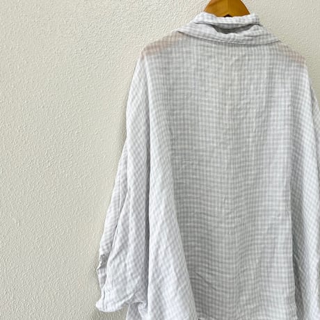 nest Robe リネンガーゼギンガムブラウス