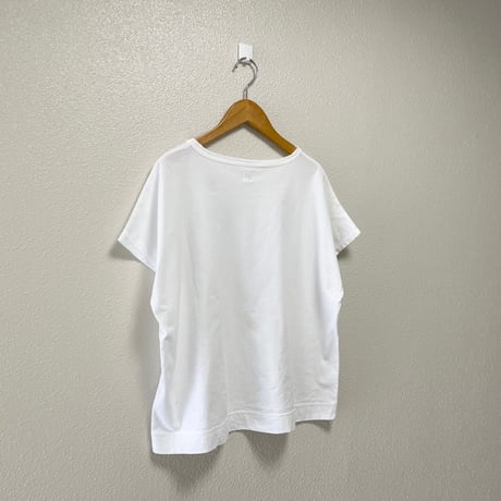 2025SS / grin オーガニックエーゲ海天竺 コーヒー刺繍ドルマンTシャツ（ホワイト）