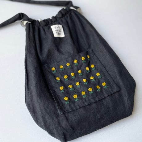 販売継続品 /  pot and tea  リネン小花刺繍バッグ