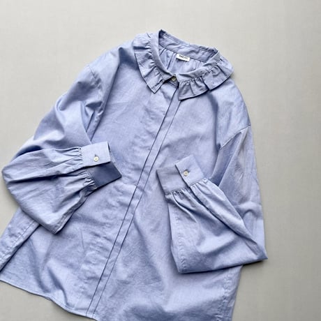 販売継続品 / PAR ICI グランジウォッシュ 衿先フリルタックブラウス