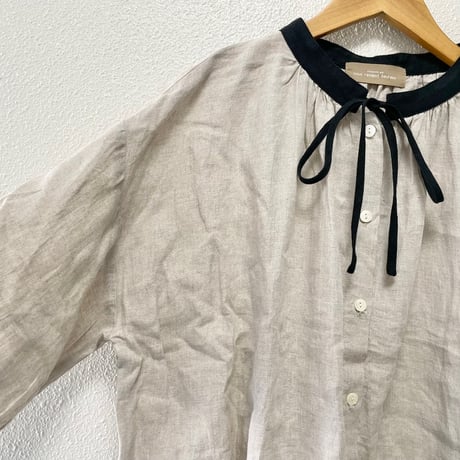 nous rendent heureux ヌーランドオロー リネンバイカラーリボン付きブラウス