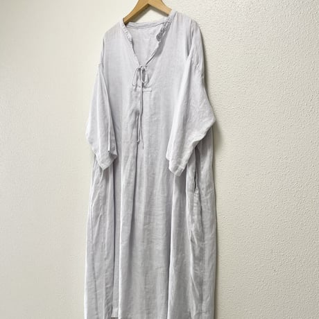 nest Robe リネンバンドカラースモックワンピース 【ブルーグレー】