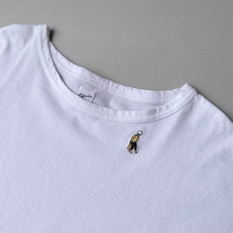 2025SS / grin オーガニックエーゲ海天竺 コーヒー刺繍ドルマンTシャツ（ホワイト）