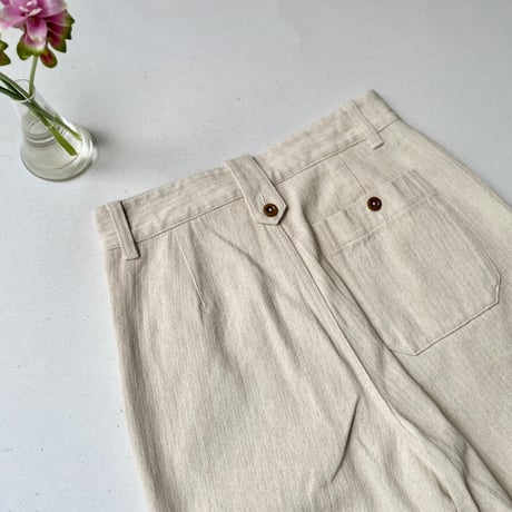MHL. コットンリネンヘリンボーンパンツ