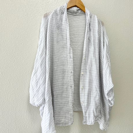 nest Robe リネンガーゼギンガムブラウス