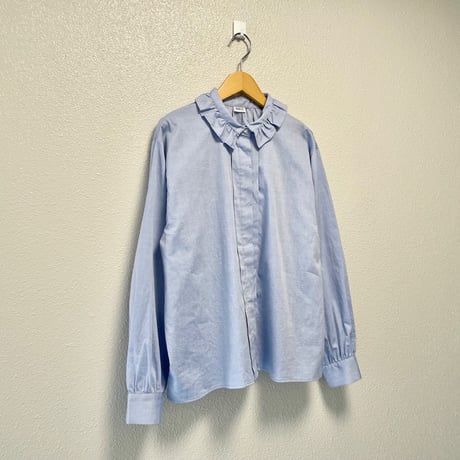 販売継続品 / PAR ICI グランジウォッシュ 衿先フリルタックブラウス