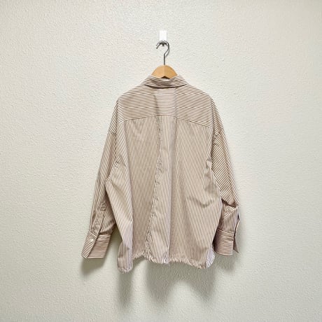 2025SS Spick & Span CO/PEストライプヘムギャザーシャツ