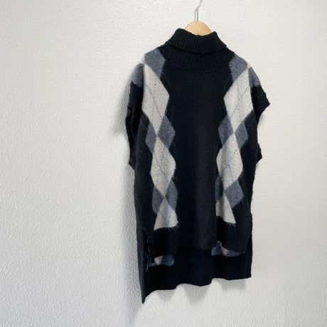 MidiUmi  アーガイルタートルネックベスト