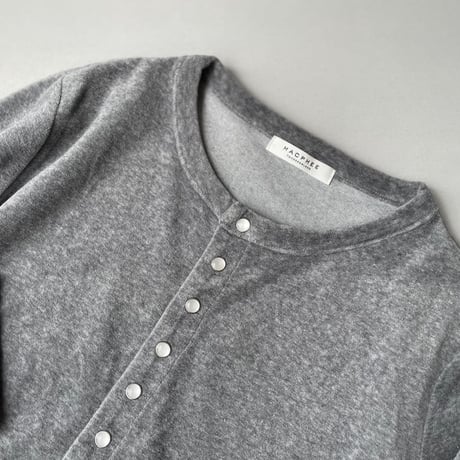 MACPHEE コットンポリエステルベロア クルーネックカーディガン