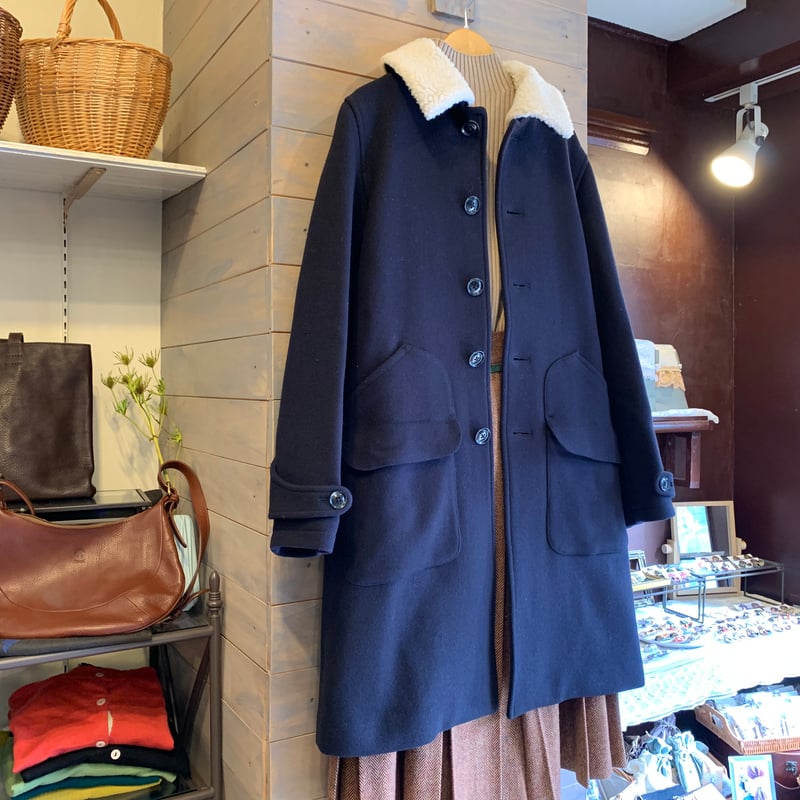 美品 BEAMS BOY エルボーパッチ ウール カルゼ コート ネイビー ✨美品✨BEAMS BOY エルボーパッチ ウール カルゼ コート