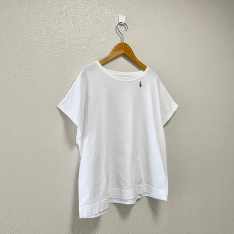 2025SS / grin オーガニックエーゲ海天竺 コーヒー刺繍ドルマンTシャツ（ホワイト）