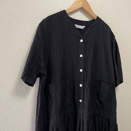 homspun  リネンバイオVネックタックワンピース
