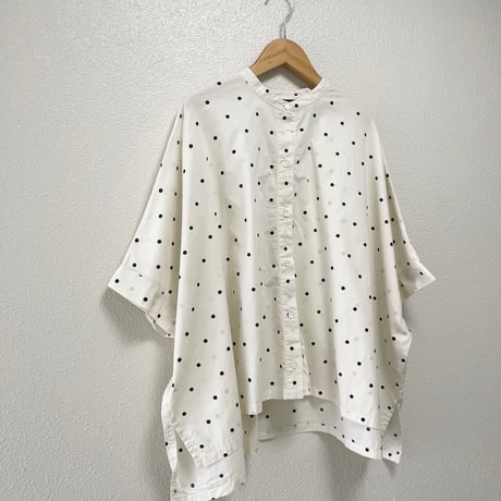 mizuiro ind ドットプリントバンドカラーワイドシャツ