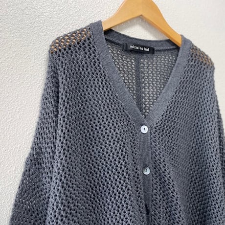 2024AW / mizuiro ind メッシュVネックカーディガン