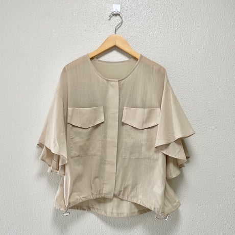 2024SS / 未使用品 NUS コットンドビーラッフルスリーブブルゾン【ベージュ】