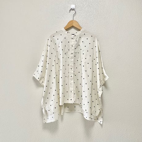 mizuiro ind ドットプリントバンドカラーワイドシャツ