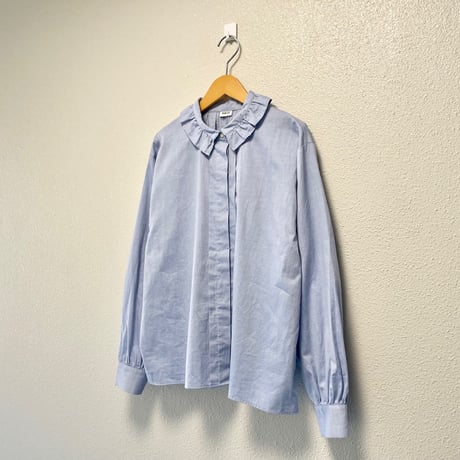 販売継続品 / PAR ICI グランジウォッシュ 衿先フリルタックブラウス