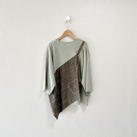 kha:ki コットン天竺ジャガードドッキングリメイクTシャツ