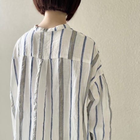 nest Robe リネンマルチストライプシャツ