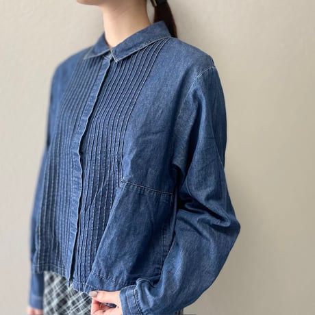 mizuiro ind デニムピンタックショートシャツ