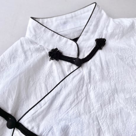 tricot COMME des GARCONS チャイナ刺繍ブラウス