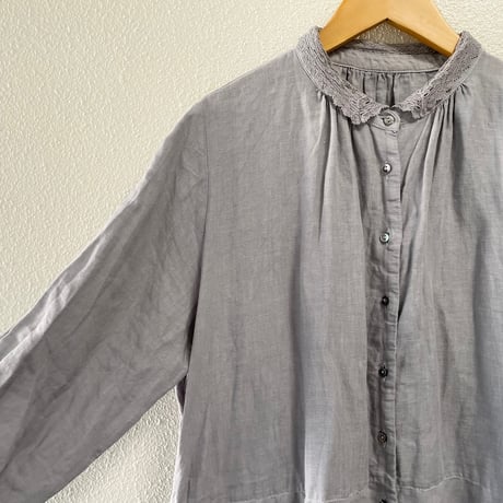 nest Robe リネンレース襟ギャザーワンピース