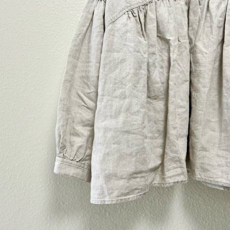 nest Robe 高密度ブラックリネンギャザーブラウス