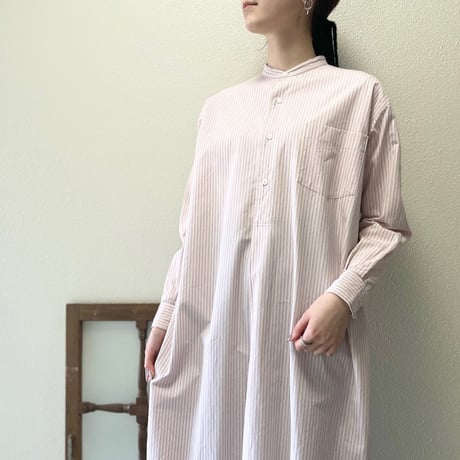 LENO BAND COLLAR PULLOVER DRESS