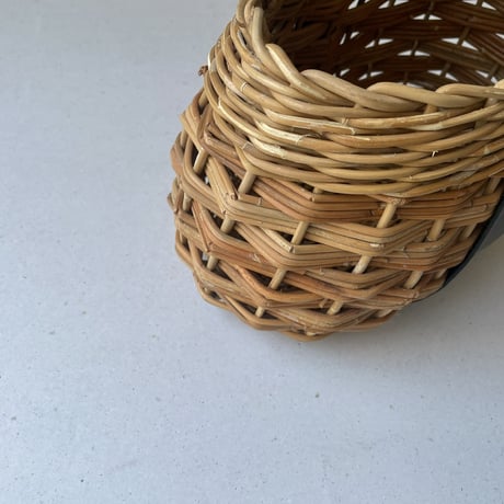 handmade 本革×籐 カゴバッグ