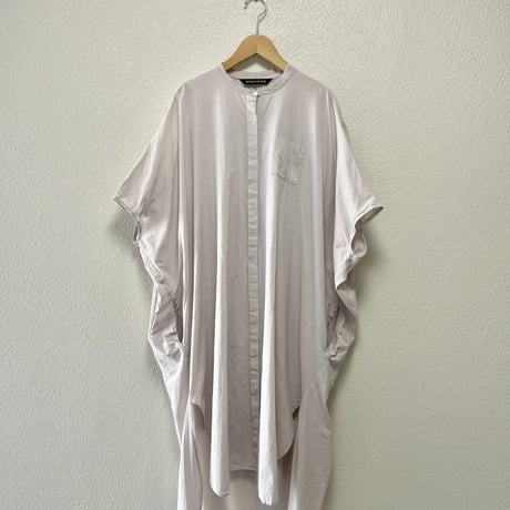 mizuiro ind バックギャザーノースリーブ ロングシャツワンピース【ベージュ】