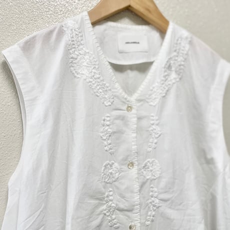 midiumisolid 刺繍ノースリーブブラウス