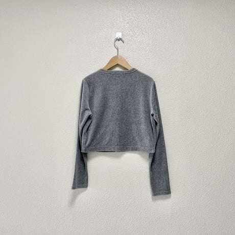 MACPHEE コットンポリエステルベロア クルーネックカーディガン