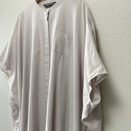 mizuiro ind バックギャザーノースリーブ ロングシャツワンピース【ベージュ】